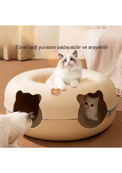 Yeni Sınır Ötesi Fermuarlı Kedi Tüneli Hayvan Şekli Keçe Tüneli Yuva Kedi Oyuncak Kedi Rulo Kafes Evcil Hayvan Malzemeleri 50*50*20CM (Yurt Dışından)