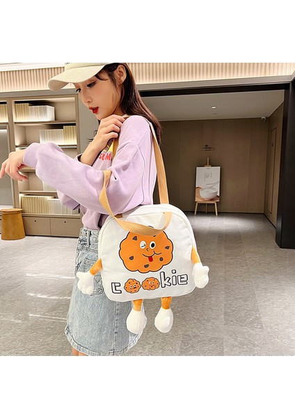 Sevimli Çizgi Film Tuval Omuz Çantası, Komik Tat Çantası, Aşınmaya Dayanıklı Kadın Çantası, Baskılı Çapraz Çantası (Yurt Dışından) fırsatları