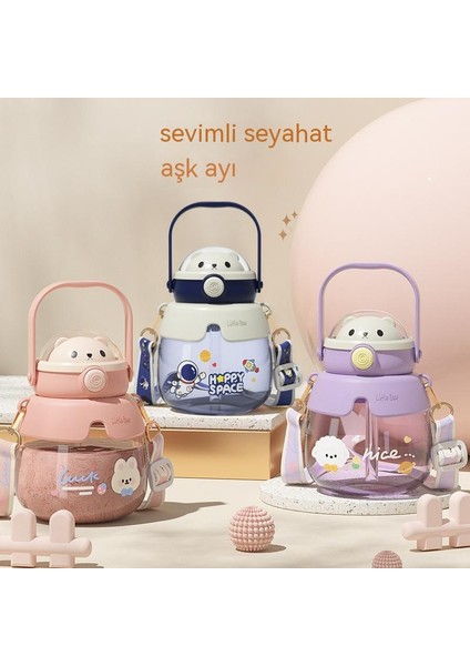Net Kırmızı Büyük Göbek Bardak Karikatür Küçük Ayı Su Bardağı Yüksek Yüz Değeri Büyük Kapasiteli Taşınabilir Pipet Bardak Öğrenci Plastik Bardak (Yurt Dışından)