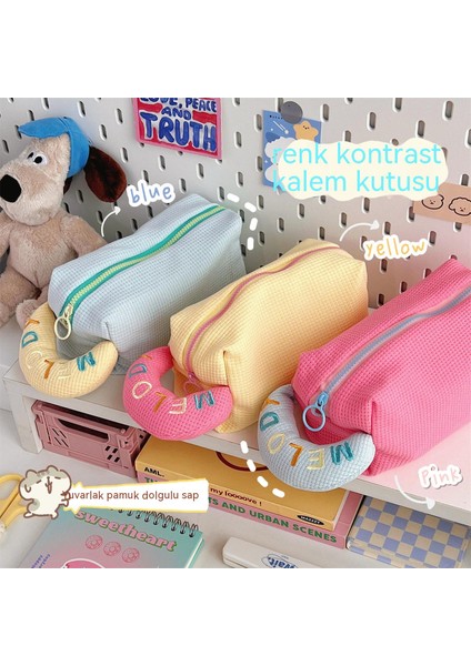Kremalı Puf Ekose Etek Ayı Peluş Kalem Çantası Büyük Kapasiteli Küçük Tavşan Sevimli Kız Öğrenci Kırtasiye Saklama Çantası (Yurt Dışından) fırsatları