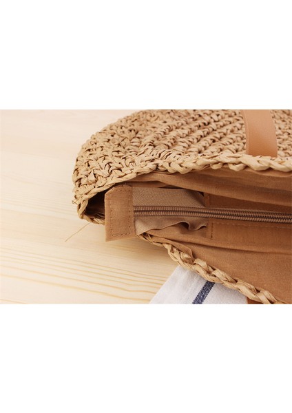 Basit Yuvarlak Bayan Omuz Çantası, Hasır Bayan Çantası, Dokuma Çanta, Plaj Çantası, Moda Kadın Çantası (Yurt Dışından) indirimleri