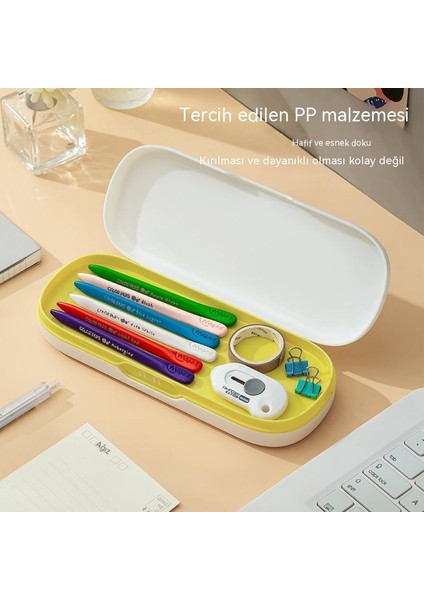 Japon Kalem Kutusu Çift Katmanlı Kalem Kutusu Çok Fonksiyonlu Kalem Çantası Basit Saklama Kutusu Büyük Kapasiteli Çocuk Kırtasiye Kutusu (Yurt Dışından) modelleri