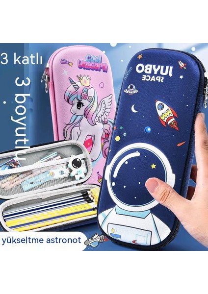 3D Astronot Kalem Kutusu Kalem Kutusu 1-2-3-6 Sınıf Ilköğretim Okulu Öğrencileri Erkek ve Kadın Büyük Kapasiteli Karikatür Uzay Kalem Kutusu (Yurt Dışından)