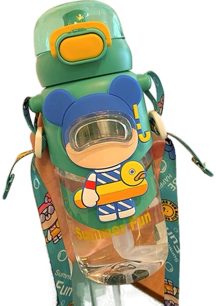 Tritan Çocuk Karikatür Saman Su Bardağı Yüksek Değerli Kız Öğrenciler Çapraz Vücut Plastik Su Şişesi Tek Parça Olarak Sevk Edilebilir (Yurt Dışından)