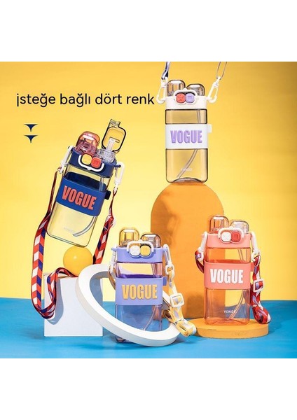 Çocuk Su Bardağı Çift Içecek Çift Kapak Yüksek Değerli Erkek ve Kız Yaratıcı Punk Kare Hasır Bardak Öğrenci Spor Uzay Kupası (Yurt Dışından)