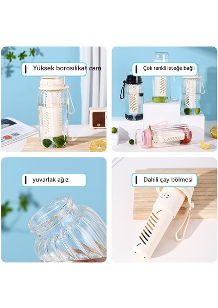 Cam Büyük Kapasiteli Yüksek Sıcaklığa Dayanıklı Su Bardağı Taşınabilir Çay Su Ayırma Çay Bardağı Kız Meyve Bardağı Çiçek Çayı Bardağı (Yurt Dışından) fiyatları