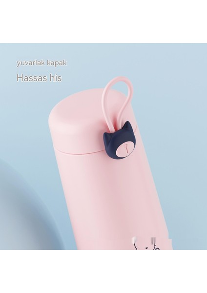 Aikesi Aimeng 304 Paslanmaz Çelik Termos Moda Mini Küçük Sevimli Kedi Kafası Erkek ve Kız Öğrenci Cep Kupası (Yurt Dışından)