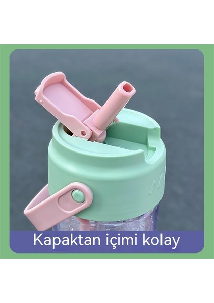 Su Bardağı Kızlar Yüksek Değerli Yaz Çiçek Çay Bardağı Çay Ayırıcı ile Büyük Kapasiteli Saman Bardak Sevimli Taşınabilir Taşınabilir Plastik Bardak (Yurt Dışından) fiyatları