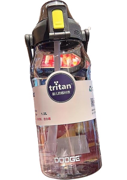 Xile Dodge Büyük Kapasiteli Kız Yüksek Değerli Saman Bardak 1500 ml Büyük Göbek Su Isıtıcısı Plastik Taşınabilir Bardak Erkekler (Yurt Dışından)