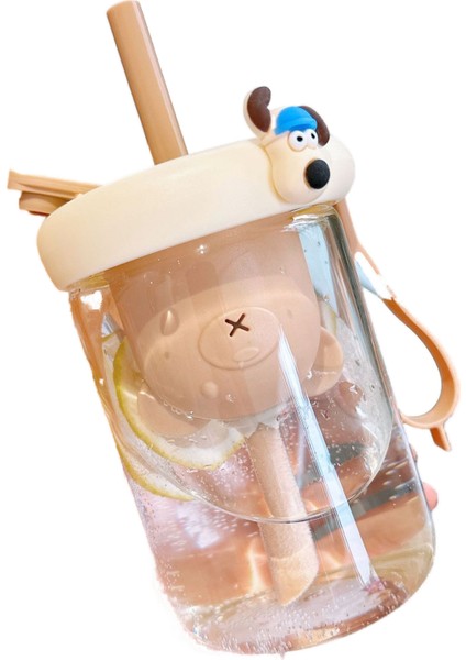 Yeni Saman Çay Bardağı Sevimli Ters Ayı Çay Deposu Cam Yaz Ofis Taşınabilir Öğrenci Yüksek Değerli Bardak (Yurt Dışından)