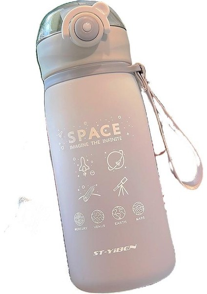 Ölçekli Zıplayan Kapaklı Şık Taşınabilir Plastik Bardak Doğrudan Içecek Uzay Fincanı Degrade Mat Öğrenci Kupası Kullanışlı Çift Kupası (Yurt Dışından)