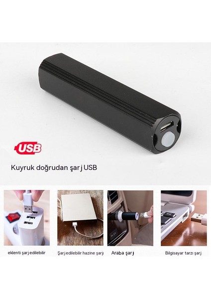 Mini LED Güçlü El Feneri, Taşınabilir Çok Fonksiyonlu Dış Aydınlatma USB Şarj Hediye Küçük El Feneri (Yurt Dışından)