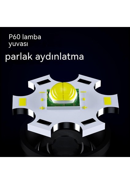 XHP60 El Feneri, Yakınlaştırma Güç Ekran USB Şarj Su Geçirmez Güçlü Işık El Feneri, Kamp Lambası Reflektör (Yurt Dışından)