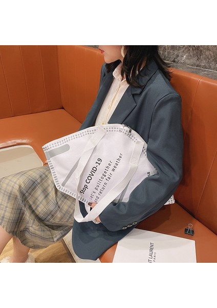 Maske Şeklinde Bayan Omuz Çantası, Yaratıcı Büyük Kapasiteli Tot Omuz Çantası, Baskılı El Çantası (Yurt Dışından) fırsatları