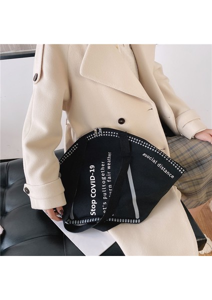 Maske Şeklinde Bayan Omuz Çantası, Yaratıcı Büyük Kapasiteli Tot Omuz Çantası, Baskılı El Çantası (Yurt Dışından) modelleri