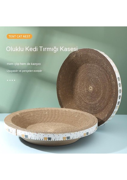 Kedi Tırmalama Tahtası Kase Kedi Oyuncak Oluklu Mukavva Tırmalama Pedi Pul Yok Yüksek Yoğunluklu Kedi Malzemeleri Kedi Pençe Tahtası (Çap 40CM Yükseklik 9cm) (Yurt Dışından) modelleri