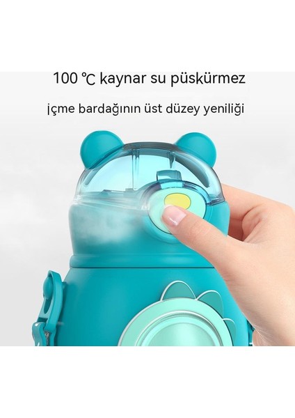Yeni Yüksek Yüz Değeri Taşınabilir Çocuk Termos Cam Karikatür Termos Tencere Öğrenci Kayış 316 Paslanmaz Çelik Pipet Su Bardağı (Yurt Dışından)
