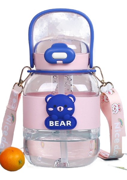 Çizgi Film Bebeği Sevimli Plastik Su Bardağı Yaz Çocuk Büyük Göbek Bardak Saman Bardak Açık Spor Su Isıtıcısı Ton Ton Kova Yaz (Yurt Dışından)