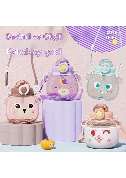 Büyük Kapasiteli Çift Içecek Çocuk Su Bardağı Sevimli Karikatür Büyük Göbek Plastik Bardak Düşme Önleyici Kayış Öğrenci Su Isıtıcısı Yüksek Değerli (Yurt Dışından) fiyatları