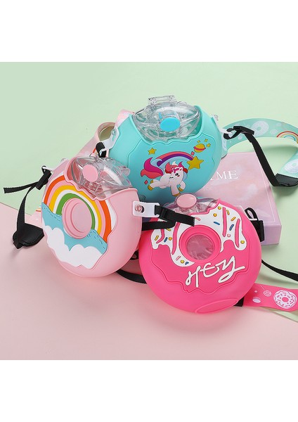 Sıcak Satış Net Kırmızı Çörek Plastik Su Bardağı Anaokulu Boyunca Eğimli Olabilir Çocuk Karikatür Su Şişesi Silikon Kılıf Damla Geçirmez (Yurt Dışından) modelleri