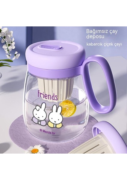 Miffy Cam Yüksek Değerli Büyük Kapasiteli Kız Saman Su Bardağı Sevimli Çiçek Çay Bardağı Çay Su Ayırma Büyük Göbek Kupası (Yurt Dışından) fiyatları