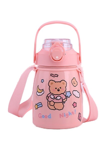 304 Çocuk Termos Paslanmaz Çelik Göbek Kupası Büyük Kapasiteli Su Bardağı Taşınabilir Yalıtım Tencere Askısı Saman Bardak (Yurt Dışından)