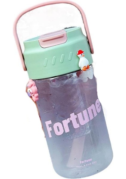 Su Bardağı Kızlar Yüksek Değerli Yaz Çiçek Çay Bardağı Çay Ayırıcı ile Büyük Kapasiteli Saman Bardak Sevimli Taşınabilir Taşınabilir Plastik Bardak (Yurt Dışından)