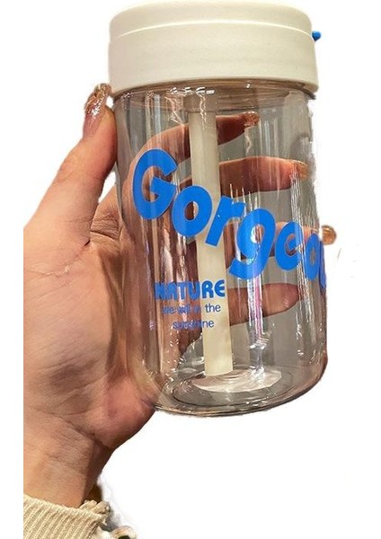 Net Kırmızı Ton Su Bardağı Kız Ins Rüzgar Mini Ton Su Bardağı Çocuk Ilkokul Öğrencileri Taşınabilir Saman Plastik Bardak (Yurt Dışından)