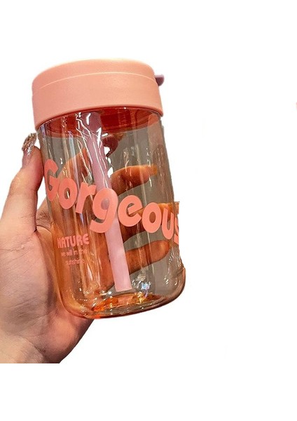 Net Kırmızı Ton Su Bardağı Kız Ins Rüzgar Mini Ton Su Bardağı Çocuk Ilkokul Öğrencileri Taşınabilir Saman Plastik Bardak (Yurt Dışından)