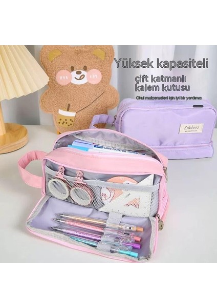 Kulomi Büyük Kapasiteli Ortaokul Öğrencileri Kalem Çantası Çift Katmanlı Kalem Çantası Basit Çok Fonksiyonlu Kalem Kutusu Kırtasiye Kutusu (Yurt Dışından) fiyatları