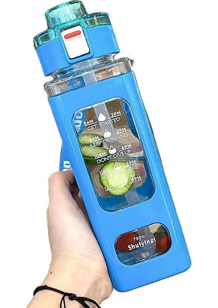 Yaz Yeni Açık Spor Plastik Su Bardağı Kare Taze ve Basit Öğrenci Taşınabilir Saman Su Bardağı Nokta (Yurt Dışından)