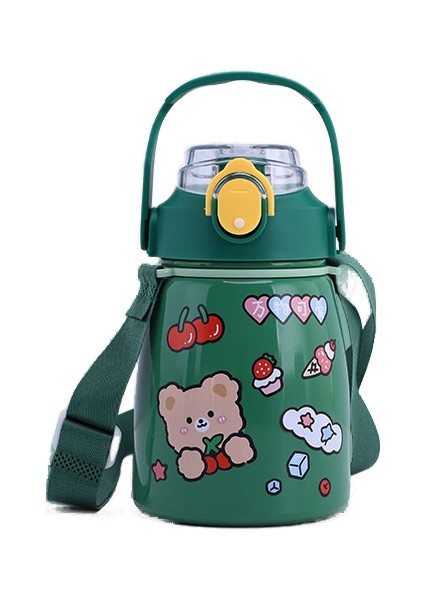 304 Çocuk Termos Paslanmaz Çelik Göbek Kupası Büyük Kapasiteli Su Bardağı Taşınabilir Yalıtım Tencere Askısı Saman Bardak (Yurt Dışından)