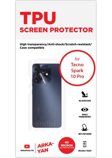 Tecno Spark 10 Pro Arka ve Yan Kaplama Köşeler Dahil Kaplayan Hd Film fiyatları