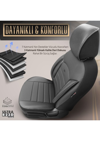 Inspire Design Premium Deri Ekstra Destekli Universal Oto Koltuk Kılıfı Tam Set
