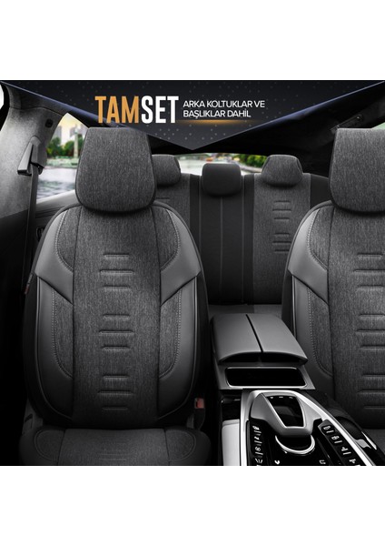 Throne Design Premium Terletmeyen Keten Kumaş Ekstra Destekli Özel Tasarım Universal Oto Koltuk Kılıfı Tam Set modelleri