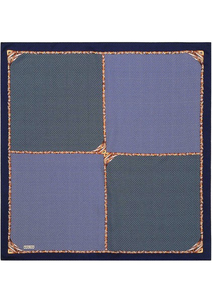 Lacivert Hasır Desen Twill İpek Eşarp