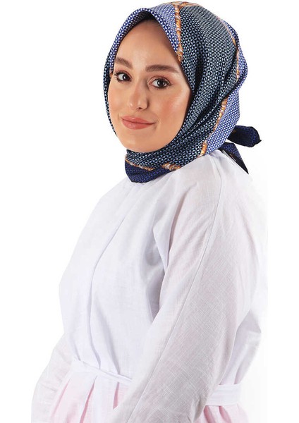 Lacivert Hasır Desen Twill İpek Eşarp fiyatları