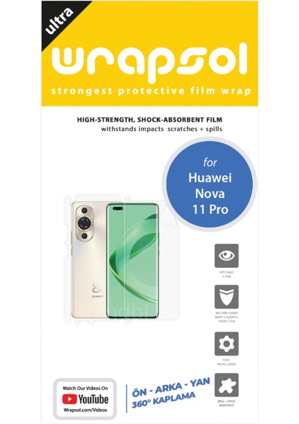 Huawei Nova 11 Pro Full Kaplama 360 Derece Ön Arka ve Yanlar Poliüretan Film fiyatları
