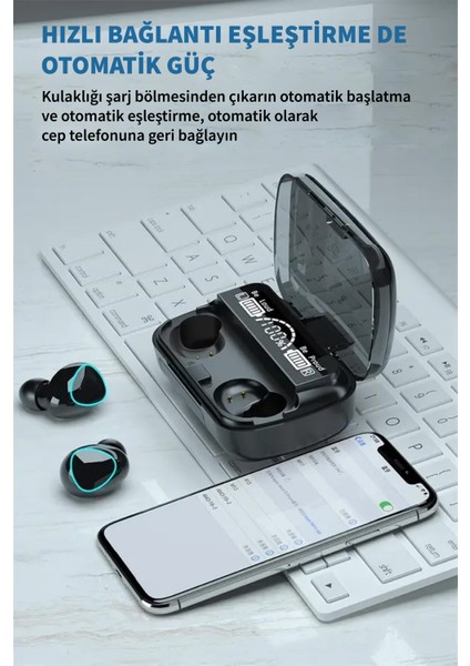 Deilmi Ios Android Uyumlu Kablosuz Kulak Içi V5.3 Mikrofonlu Hfı Ses Güç Gösterge Powerbank Kutu Db-14 Kablosuz Bluetooth Kulaklık