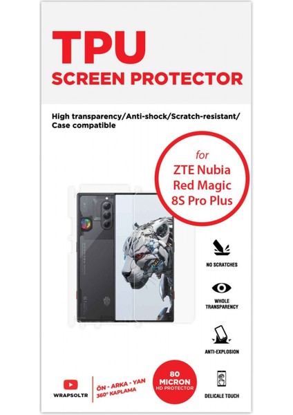 Zte Nubia Red Magic 8s Pro Plus Full Body Ön Arka ve Yan Kaplama 360 Derece Hd Film