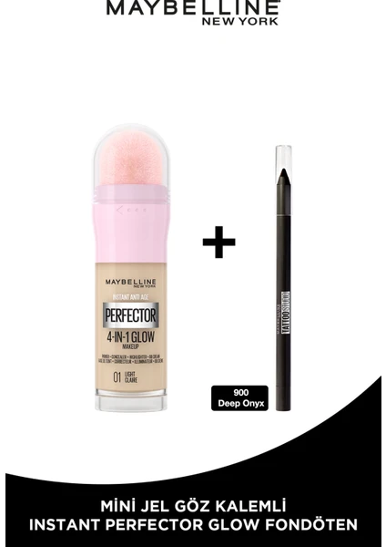 Maybelline New York Super Instant Perfector Glow 4 Etki 1 Arada Fondöten- 01 Light Mini Tattoo Liner Hediyeli