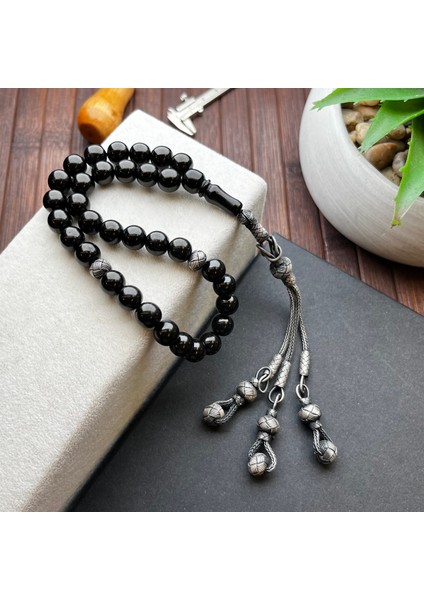 Oltu Taşı Tesbih Gümüş OTT14