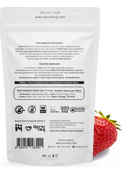 Kurutulmuş Çilek Dilimleri 50GR