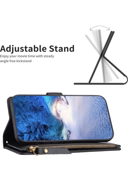 Xiaomi Redmi 9 Anti Dust Pu Deri Deri Cüzdan Fermuarlı Cep Telefon Kılıfı Stand Telefon Kapağı (Yurt Dışından)