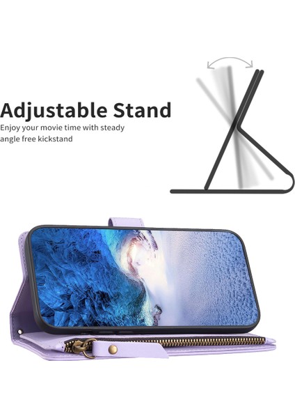 Xiaomi Redmi 9 Anti Dust Pu Deri Deri Cüzdan Fermuarlı Cep Telefon Kılıfı Stand Telefon Kapağı (Yurt Dışından)