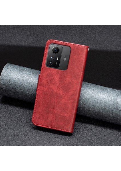 Lr Joyful Xiaomi Redmi Note 12S 4g, Dokulu Stand Kabuğu Düz Renk Pu Deri Kapak (Yurt Dışından)