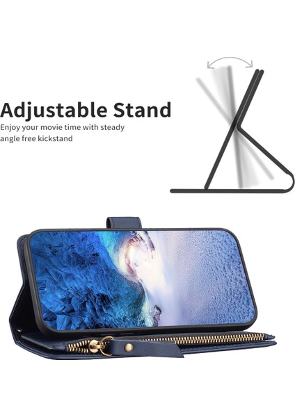 Xiaomi Redmi 9 Anti Dust Pu Deri Deri Cüzdan Fermuarlı Cep Telefon Kılıfı Stand Telefon Kapağı (Yurt Dışından)