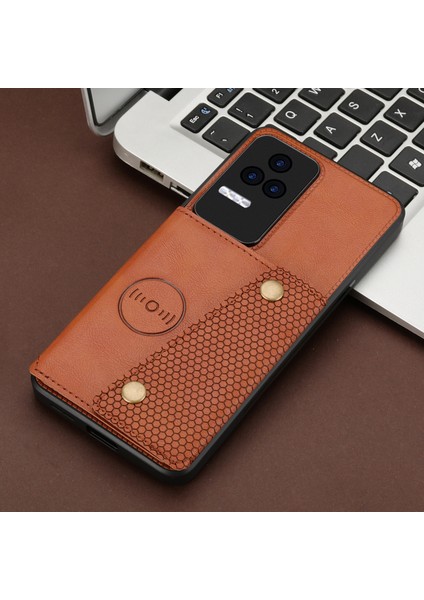 Lr Joyful Xiaomi Redmi K40S 5g/poco F4 5g Kart Tutucu Kickstand Pu Deri Kaplamalı Tpu Anti-Fall Telefon Kapağı (Yurt Dışından)