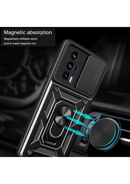 Xiaomi Poco F5 Pro 5g/redmi K60 5G/K60 Pro 5g Kamera Lens Slayt Tasarım Pc+Tpu Kickstand Cover (Yurt Dışından)