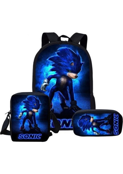 Sonic Okul Sırt Çantası Elementary Color Black Için Üç (Yurt Dışından)